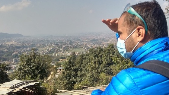 Ram Chandra looks over the city of Kathmandu in Nepal